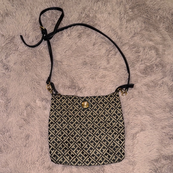 Tommy Hilfiger Handbags - Tommy Hilfiger Black and Tan Geometric Crossbody Bag